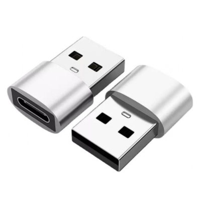 2 witte adapters USB-B nar USB-C
