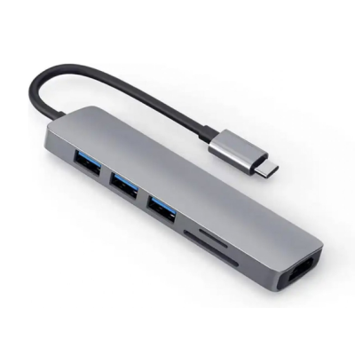 1 USB-C hub adapter 6-1 adapter Product breedte: 14 mm Product lengte: 19 mm Product hoogte: 2 mm Kleur: Grijs